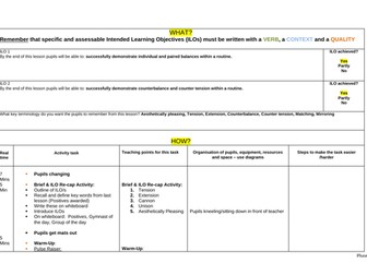 Year 7 Gymnastics Individual and Pair Balance Lesson Plan