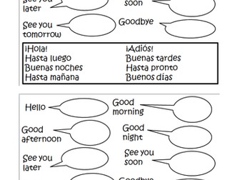 SPANISH GREETINGS WORKSHEET.