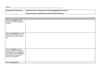 Pre-Production Assessment Grid