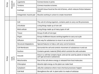 KS3 Specification Key Words