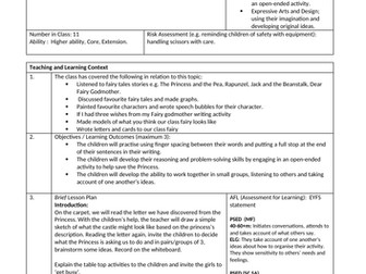 Lesson plan- Reception class observation