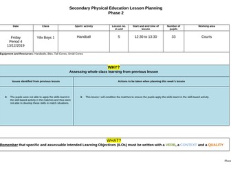 Year 8 Handball Defending Lesson Plan