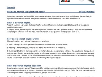 Cross Curriculum - ICT and English Comprehension - Search Engines