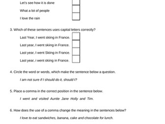 KS2 SATS Style Basic Punctuation Questions