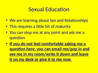 PSHE Sex Education: Sex and Peer Pressure