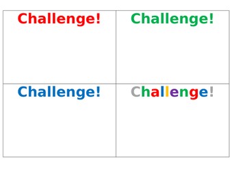 Blank challenge cards