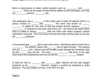 Unit 5 A1c  Electrolysis of Brine using Diaphragm cell & Membrane Cell