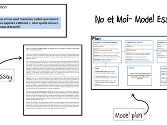 No et Moi- Model Essay and Plan- Lou et Lucas- A Level French