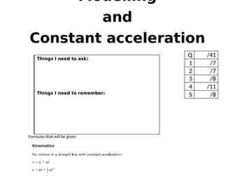 M1 Edexcel Ch 8 and 9 Exam practise questions