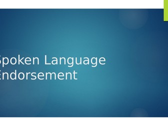 GCSE Spoken Language Endorsement Scheme of Work