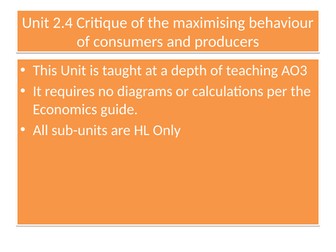Unit 2.4 Critique of... IBDP Economics