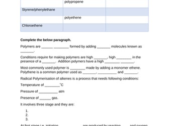 U5 A2 Free Radical Polymerisation of Alkenes.