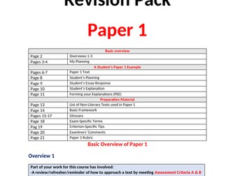 Paper 1 Revision Pack for IB Lang Lit  (First assessment 2021)