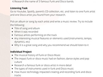 Fun projects for Music Classes - Funk and Disco Music
