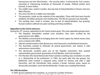 A Level Background to Russian Revolution