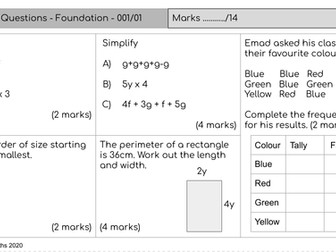 GCSE Foundation Mathematics - Set 01 - Retention / Skills Check Questions