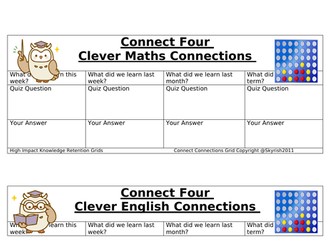 Connect Four Clever Connections - Metacognition, Memory, Retention Aids