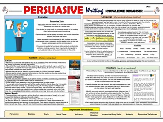 Persuasive Writing - Lower KS2 Knowledge Organiser!