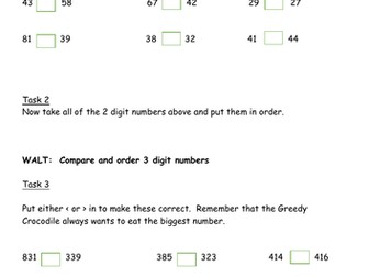 Compare and order 2 and 3 digit numbers