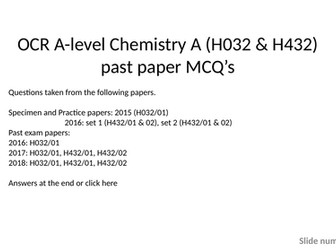 OCR A-level Chemistry multiple choice questions 2018