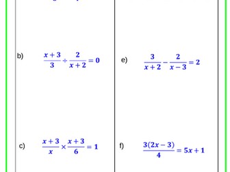Solving algebraic fraction equations