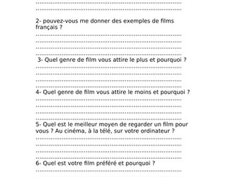 Le cinema questions A level AQA