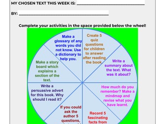 Home Learning Reading Activity Wheel