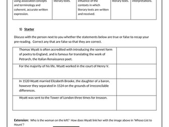AQA A level English Lit Love through the ages pre 1900 Poetry Anthology