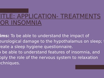 Psychology GCSE OCR- Sleep & Dreaming Application: Insomnia