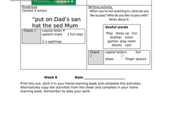 RWI Green books story 10 activity sheets