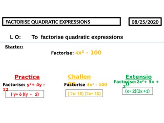 Factorise Quadratic Expression