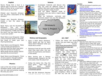 Year 1 Home Learning Project - Dinosaurs