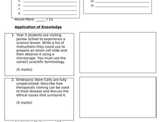 Recall and Review - Cells and Organisms