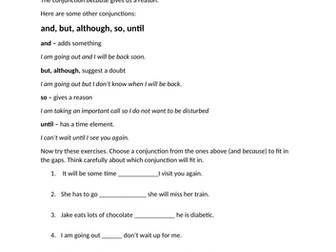 Conjunctions for functional skills E2/3