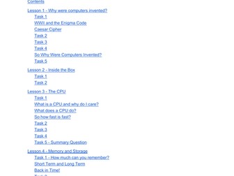 Understanding Computers Unplugged Workbook (Y8/9) + Knowledge Organiser