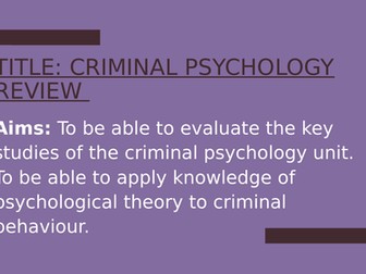 Psychology GCSE OCR- CRIME- revision lesson