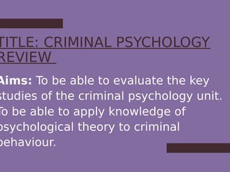 Psychology GCSE OCR- CRIME- revision lesson