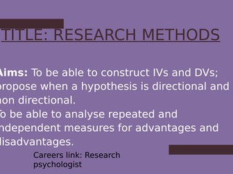 Psychology GCSE OCR Research Methods