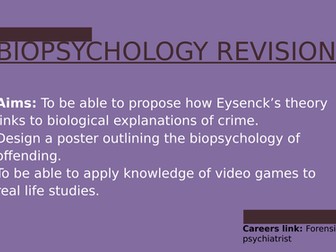 Psychology GCSE OCR- CRIME- Biological Explanations