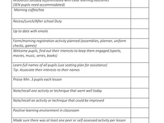 Beginners Teachers Checklist-PGCE, SCITT Trainee, NQT