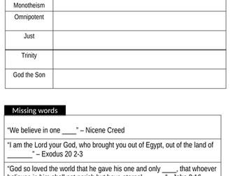 POP QUIZ - AQA GCSE RE - Christianity Beliefs & Teachings