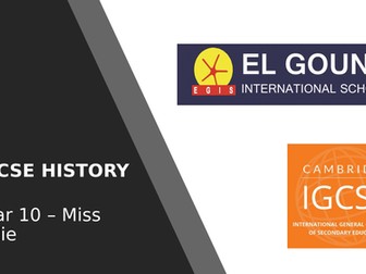 IGCSE History Course Overview (Option B) WW1