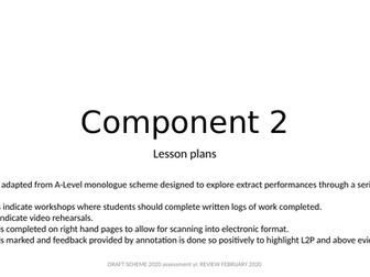 BTEC TECH AWARD COMP 2 REHEARSAL WORKSHOP SCHEME ( FLEXIBLE PLAYS)