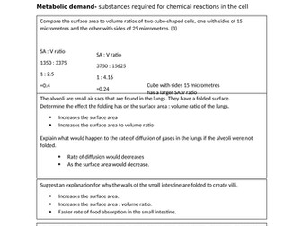 EDEXCEL BIOLOGY 9-1 GCSE (Separate) Topic 8 Exchange and Transport YP