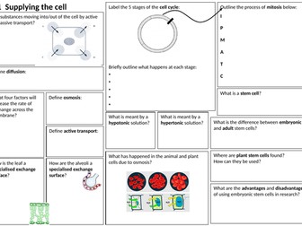 Revision learning mats-GCSE Biology (OCR Gateway) Scaling Up