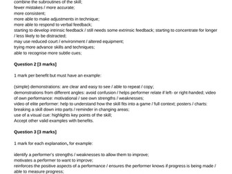 GCSE PE | Skill & Acquisition Unit Test With Mark Scheme