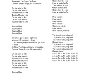 French song lyrics - 21 pages of French music