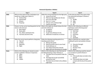 Athletics Questions  KS3