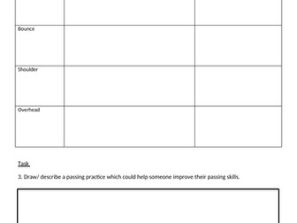Netball skills worksheet KS3