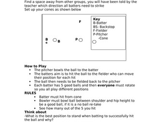 Striking and fielding task cards